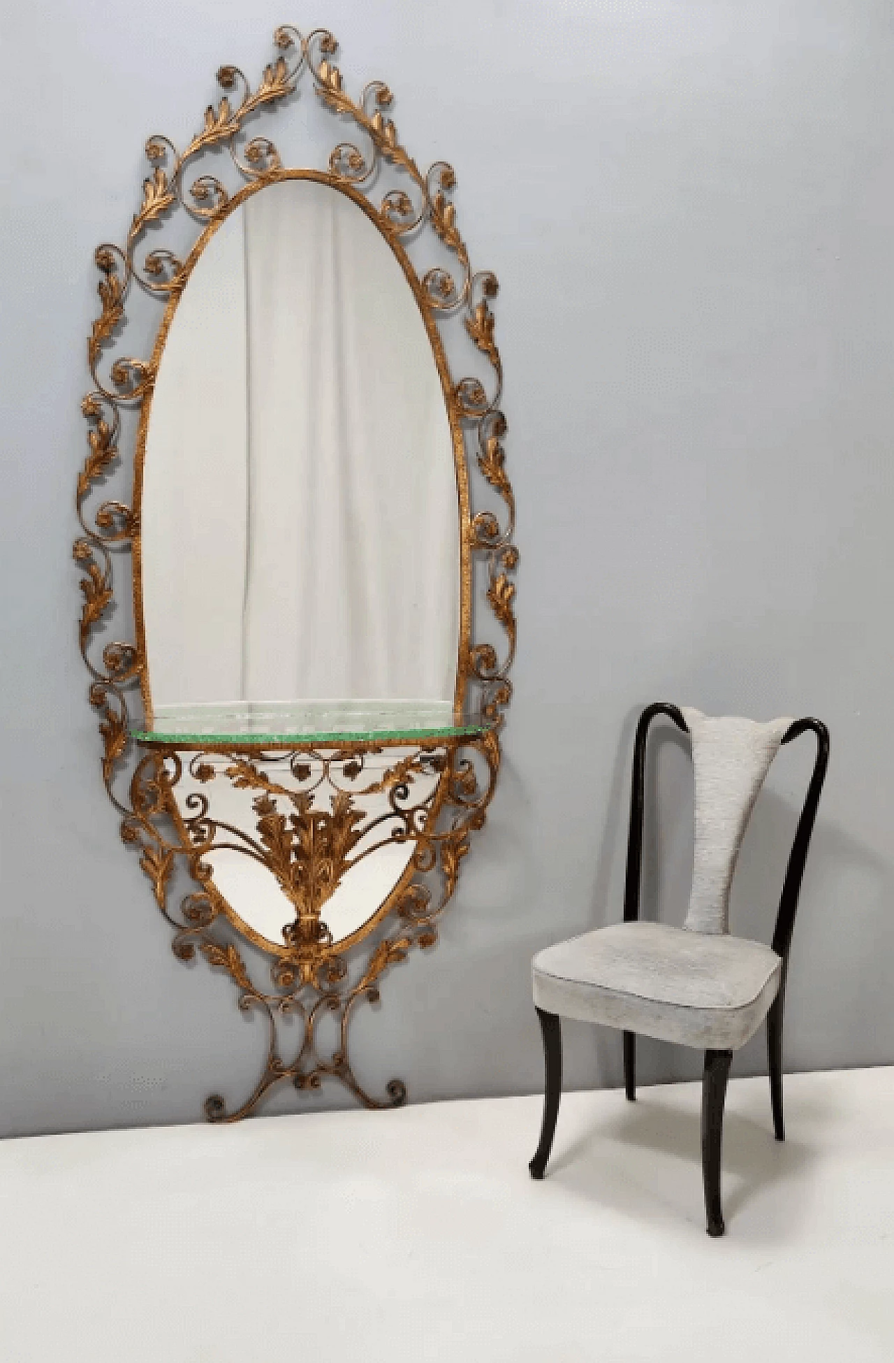 Entrance mirror and brass console table by Pierluigi Colli, 1960s 4