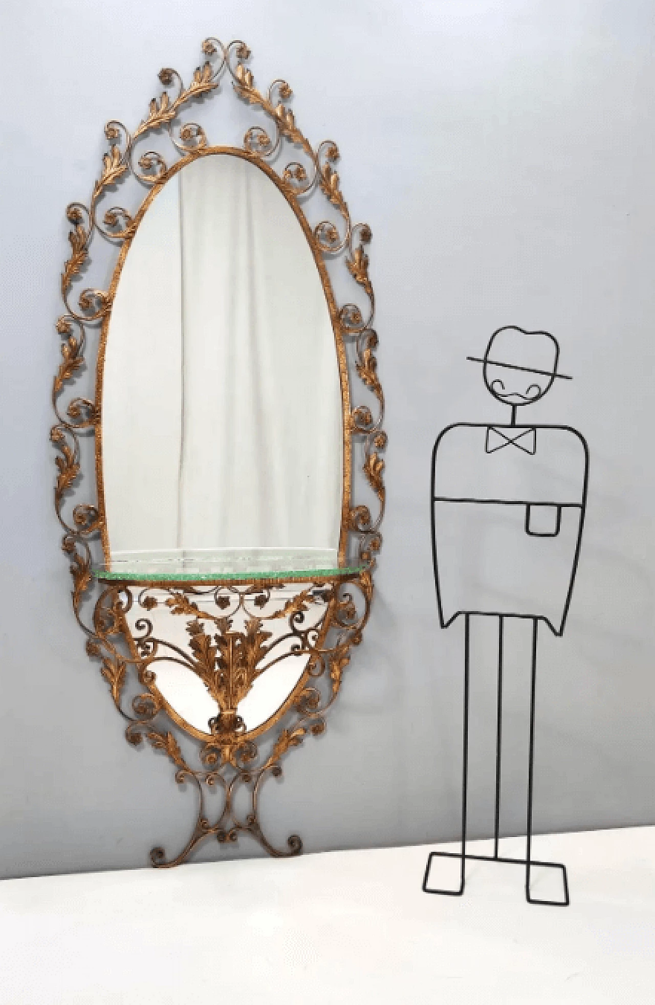 Entrance mirror and brass console table by Pierluigi Colli, 1960s 5
