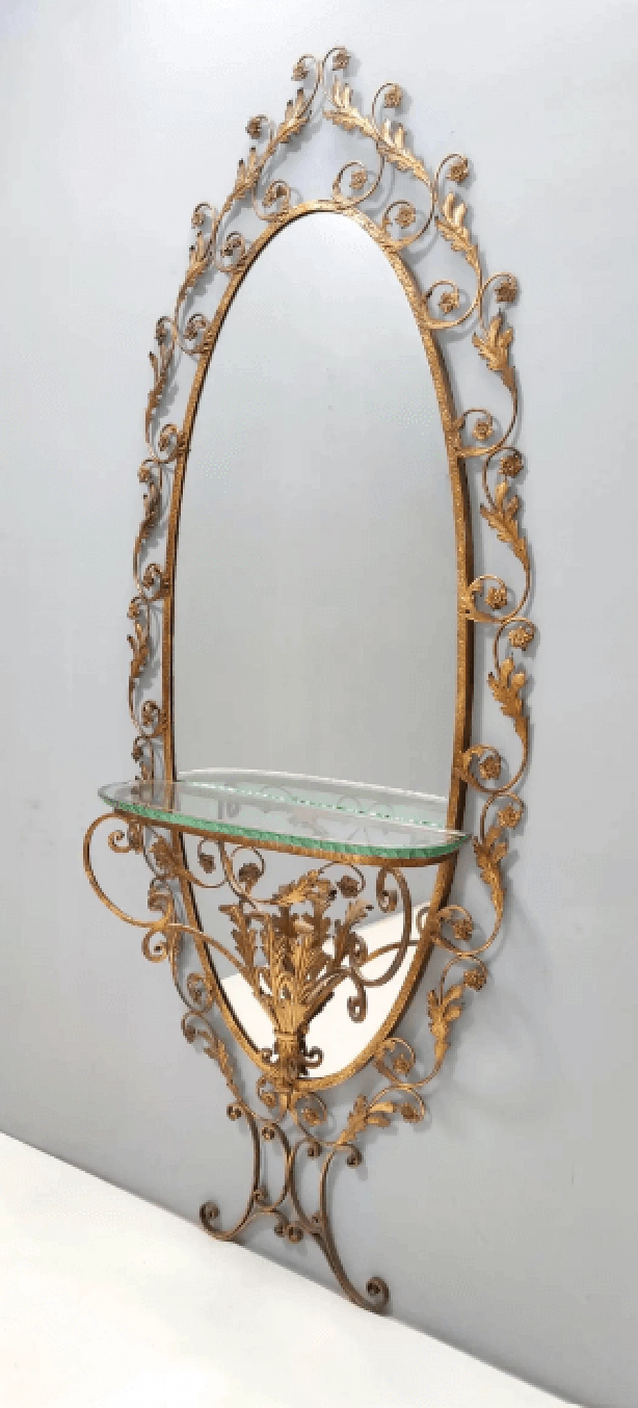 Entrance mirror and brass console table by Pierluigi Colli, 1960s 6