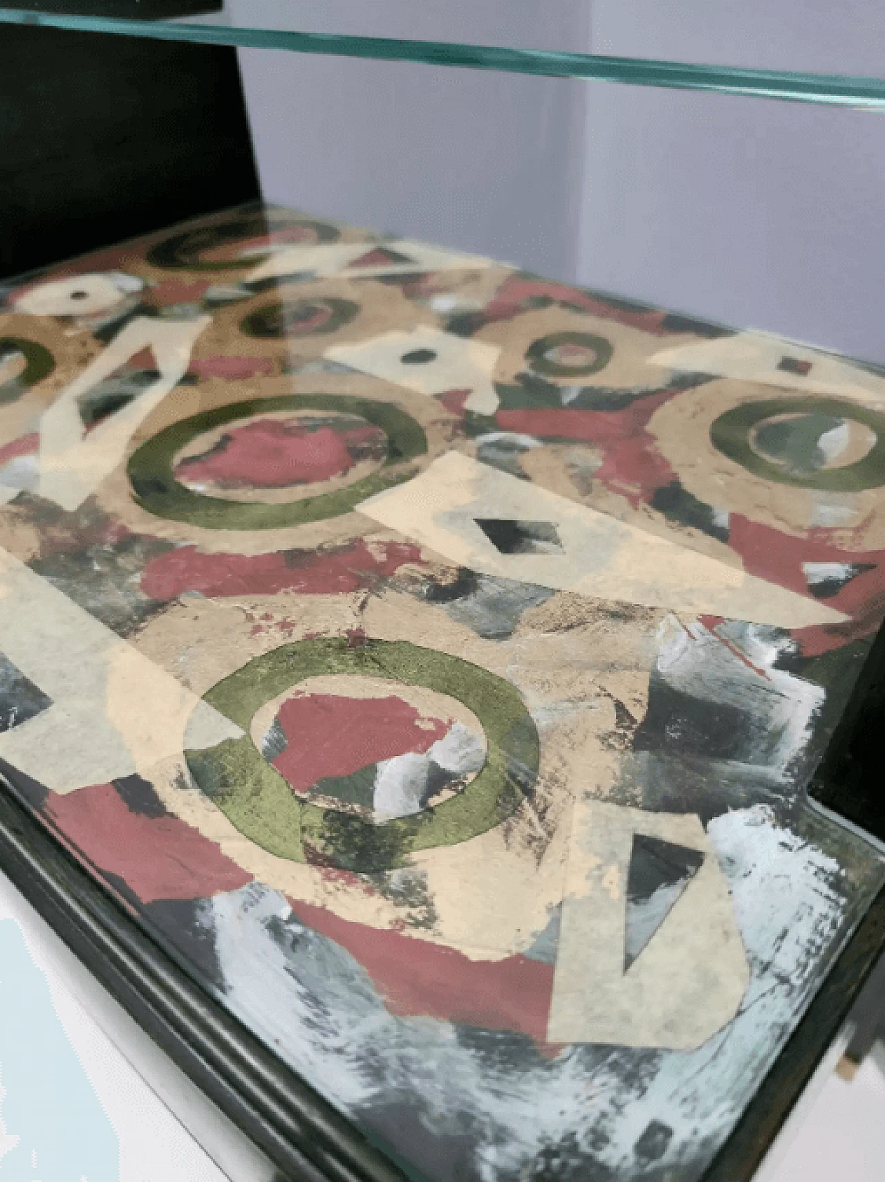 Pair of dark green stained beech bedside tables with painted tops, 1950s 11