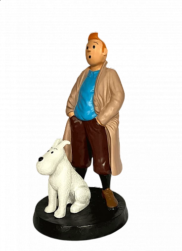 Large hand-painted resin sculpture of Tintin and Milou, 1970s