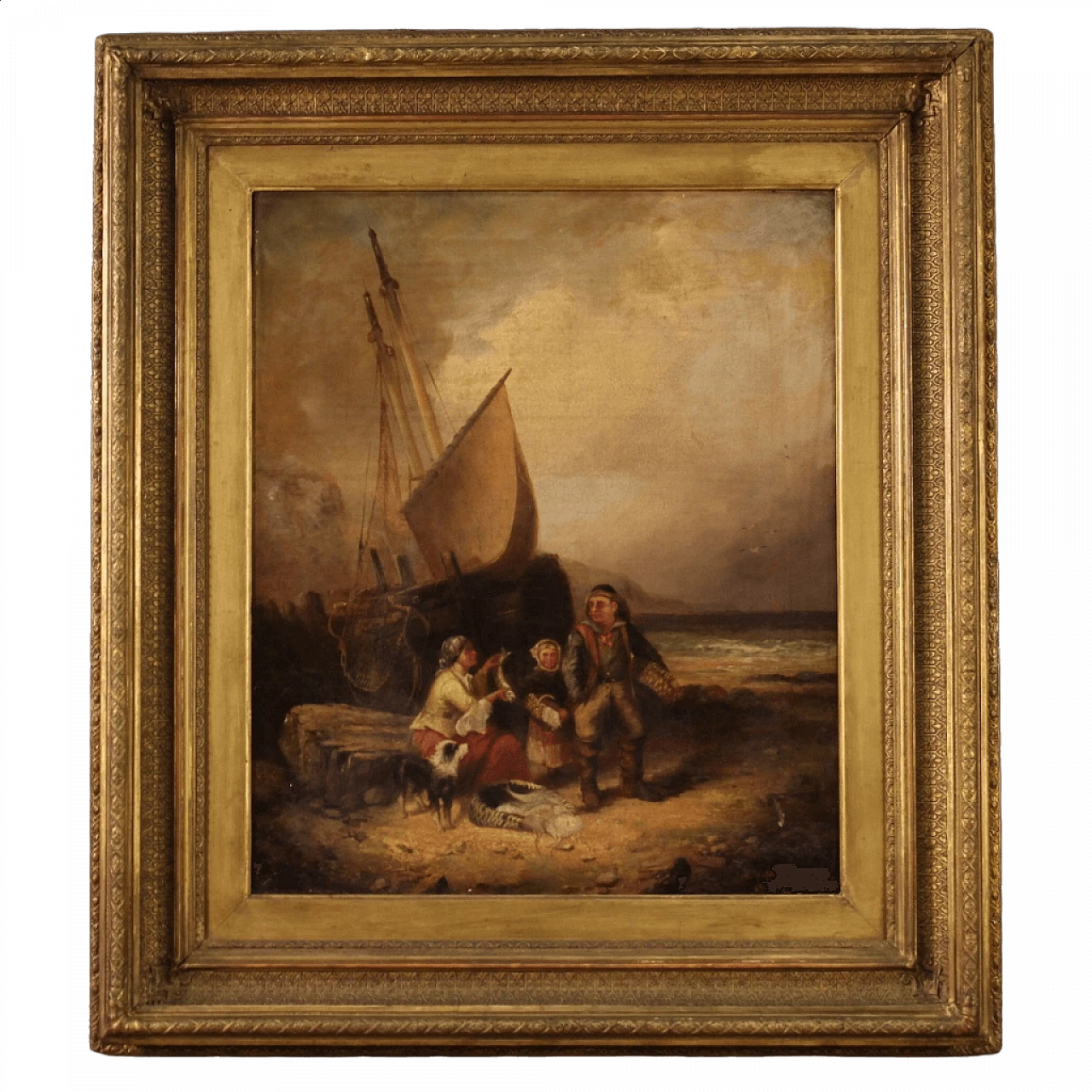 Oil on canvas depicting marine scene by Cheltenham Wake, 19th century 13