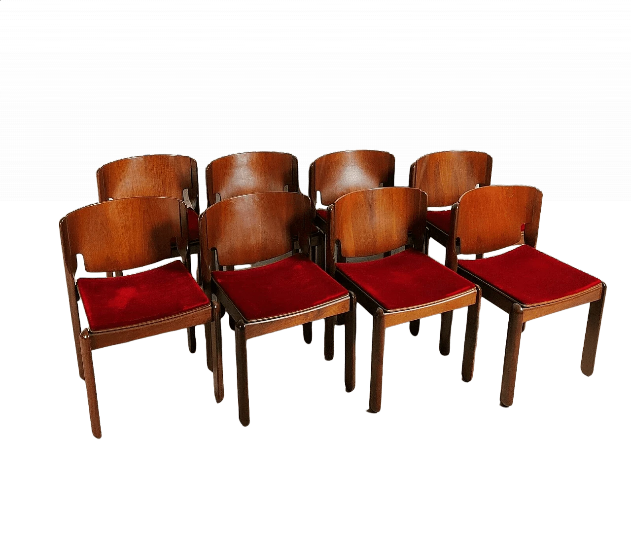 8 Sedie in legno di Vico Magistretti per Cassina, anni '70 13