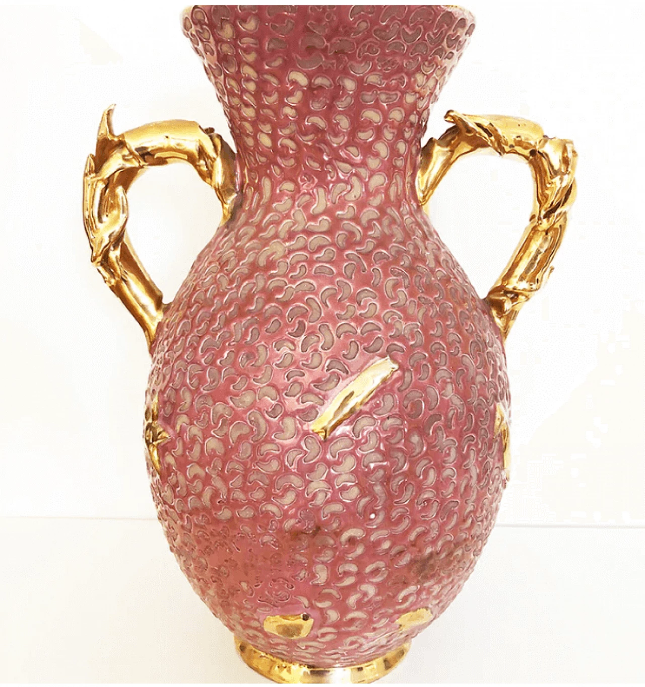 Vaso in ceramica, bronzo e oro, anni '60 3