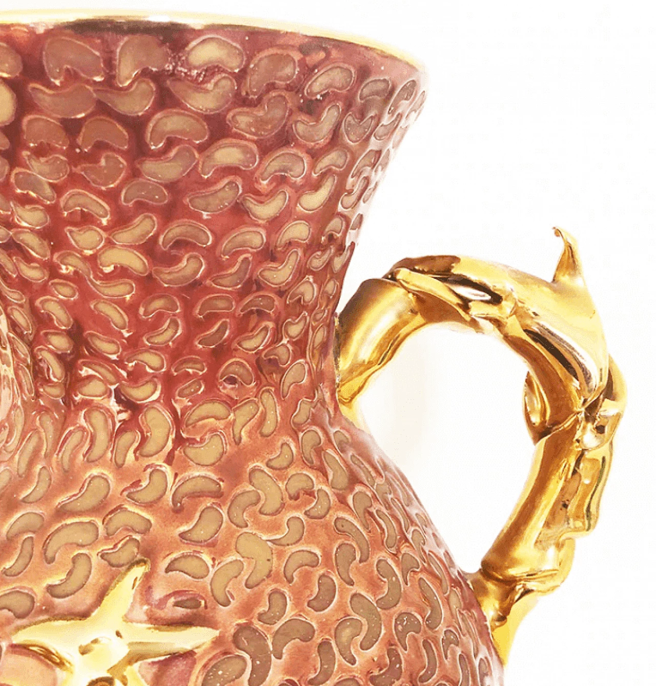 Vaso in ceramica, bronzo e oro, anni '60 5
