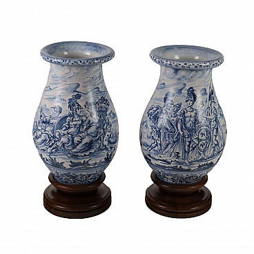 Pair of vases by Giuseppe Mazzotti in Albisola ceramics, 20th century