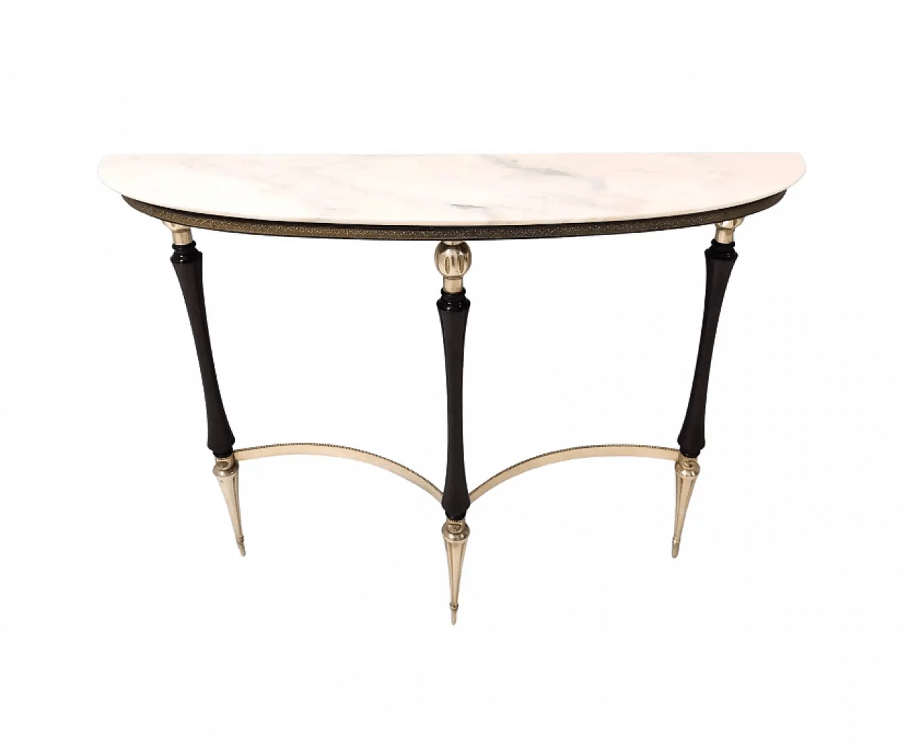 Ebonized beech console table with Portuguese pink marble top, 1950s 1