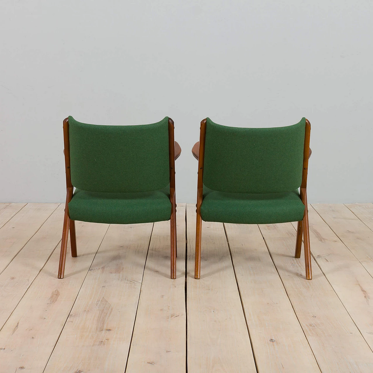 Coppia di sedie Dal Vera in legno e lana, anni '50 7