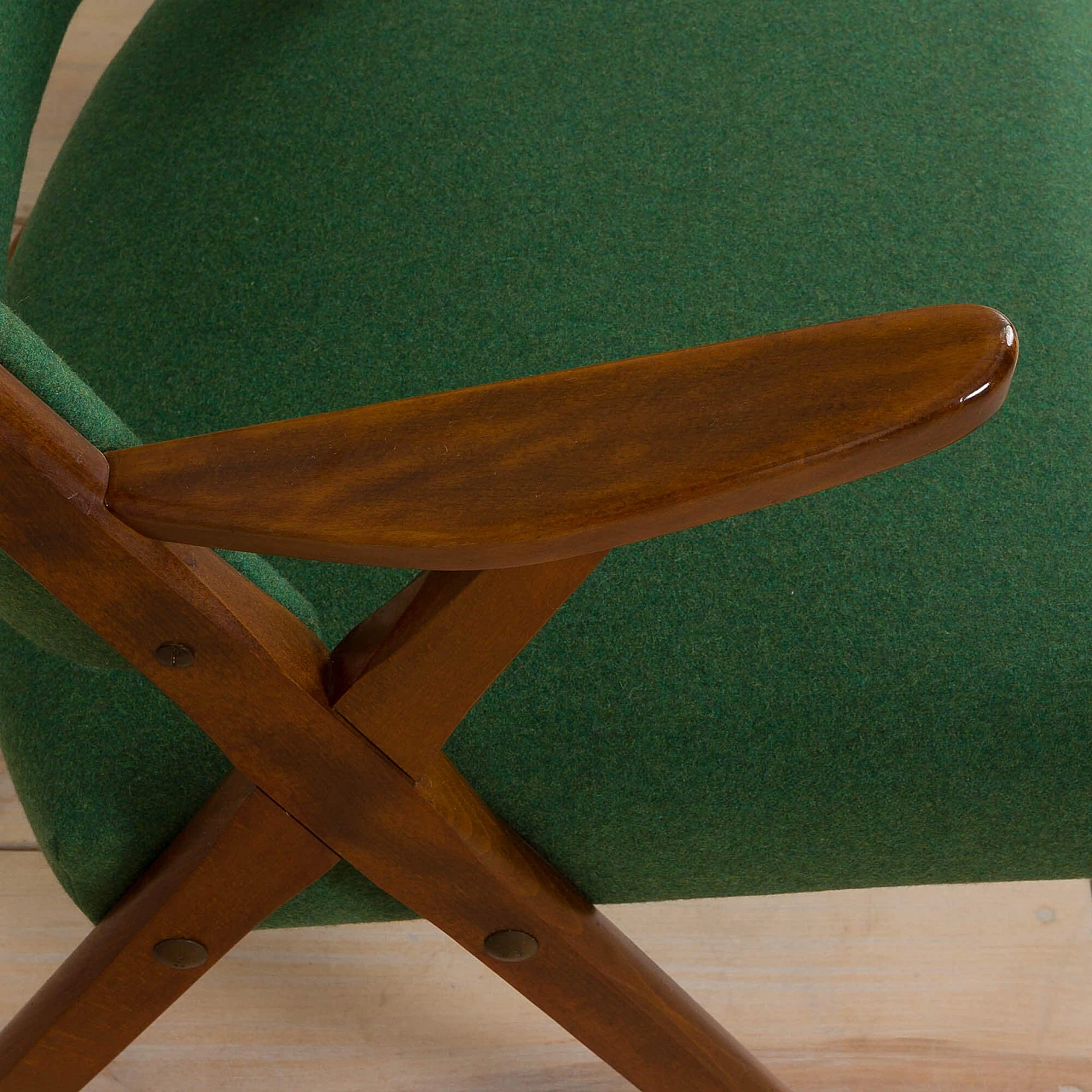 Coppia di sedie Dal Vera in legno e lana, anni '50 10
