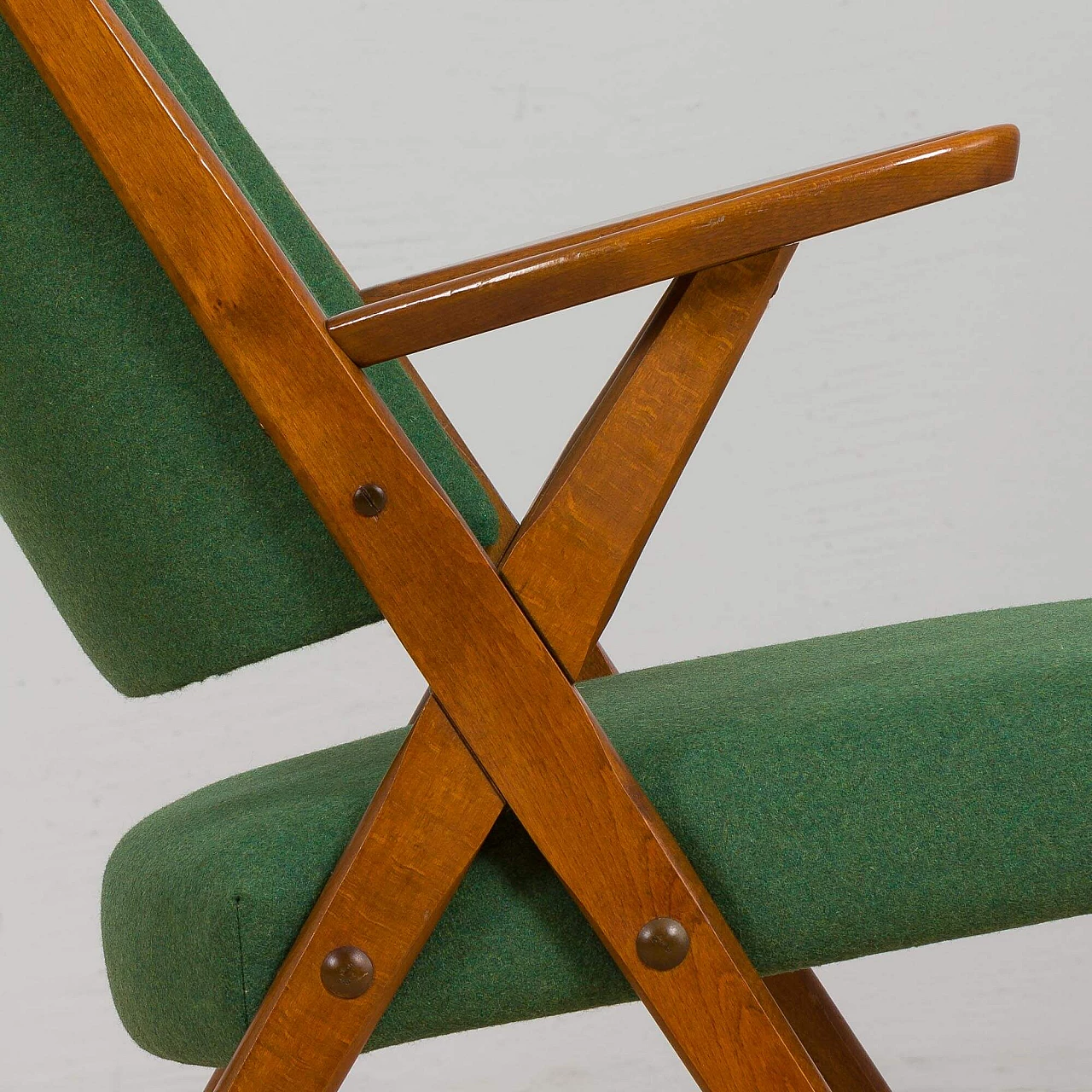 Pair of Dal Vera chairs in wood and wool, 1950s 12