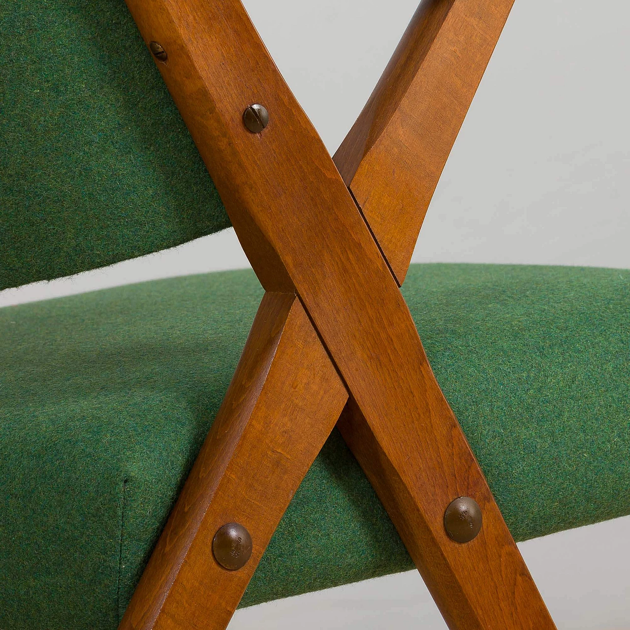 Pair of Dal Vera chairs in wood and wool, 1950s 13