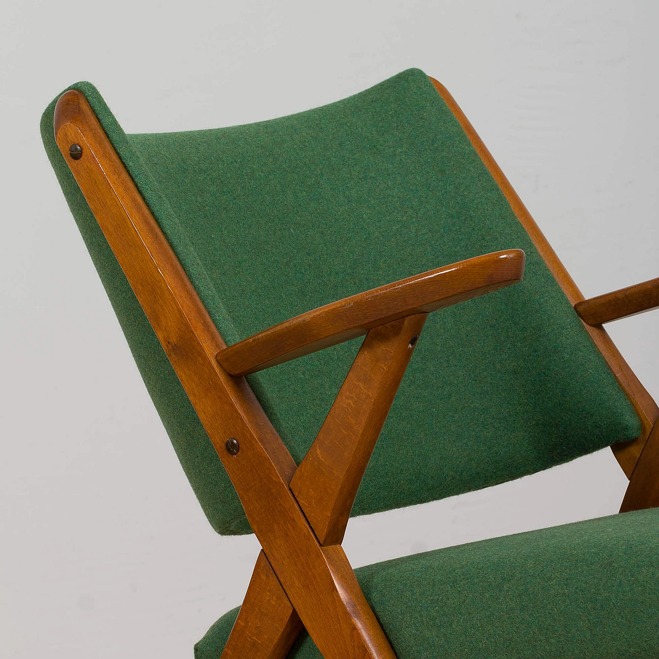 Pair of Dal Vera chairs in wood and wool, 1950s 14