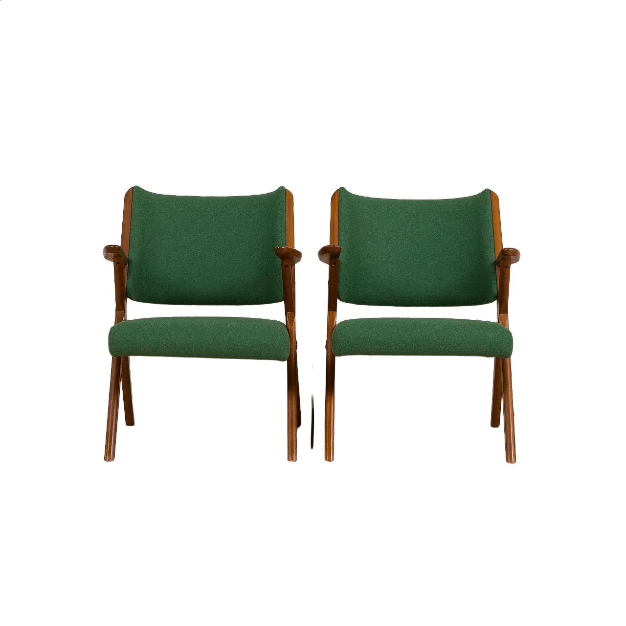 Pair of Dal Vera chairs in wood and wool, 1950s 18