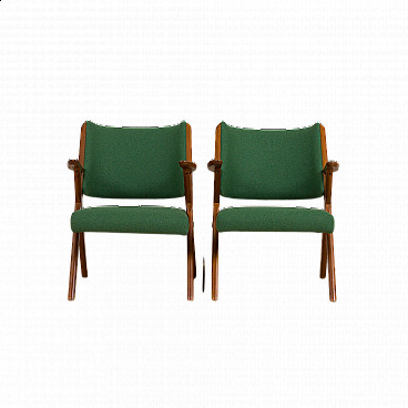 Pair of Dal Vera chairs in wood and wool, 1950s