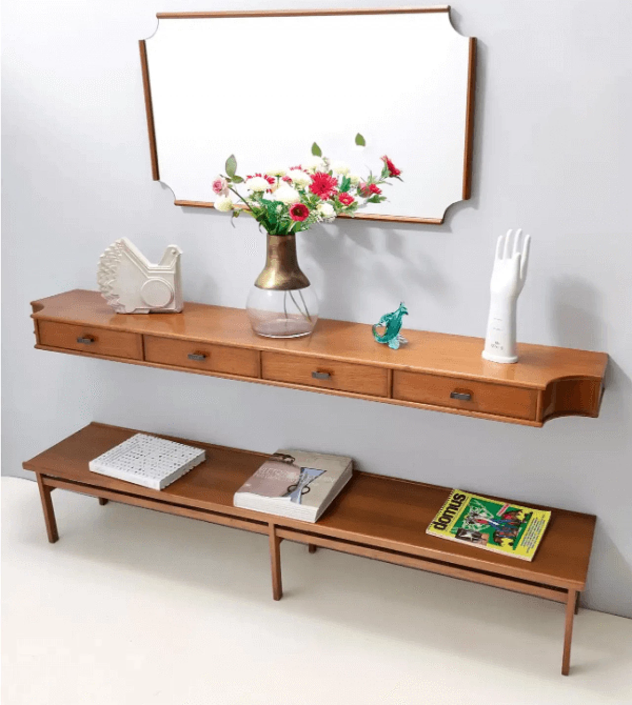 Mobili da ingresso in legno di noce di Brugnoli, anni '50 3