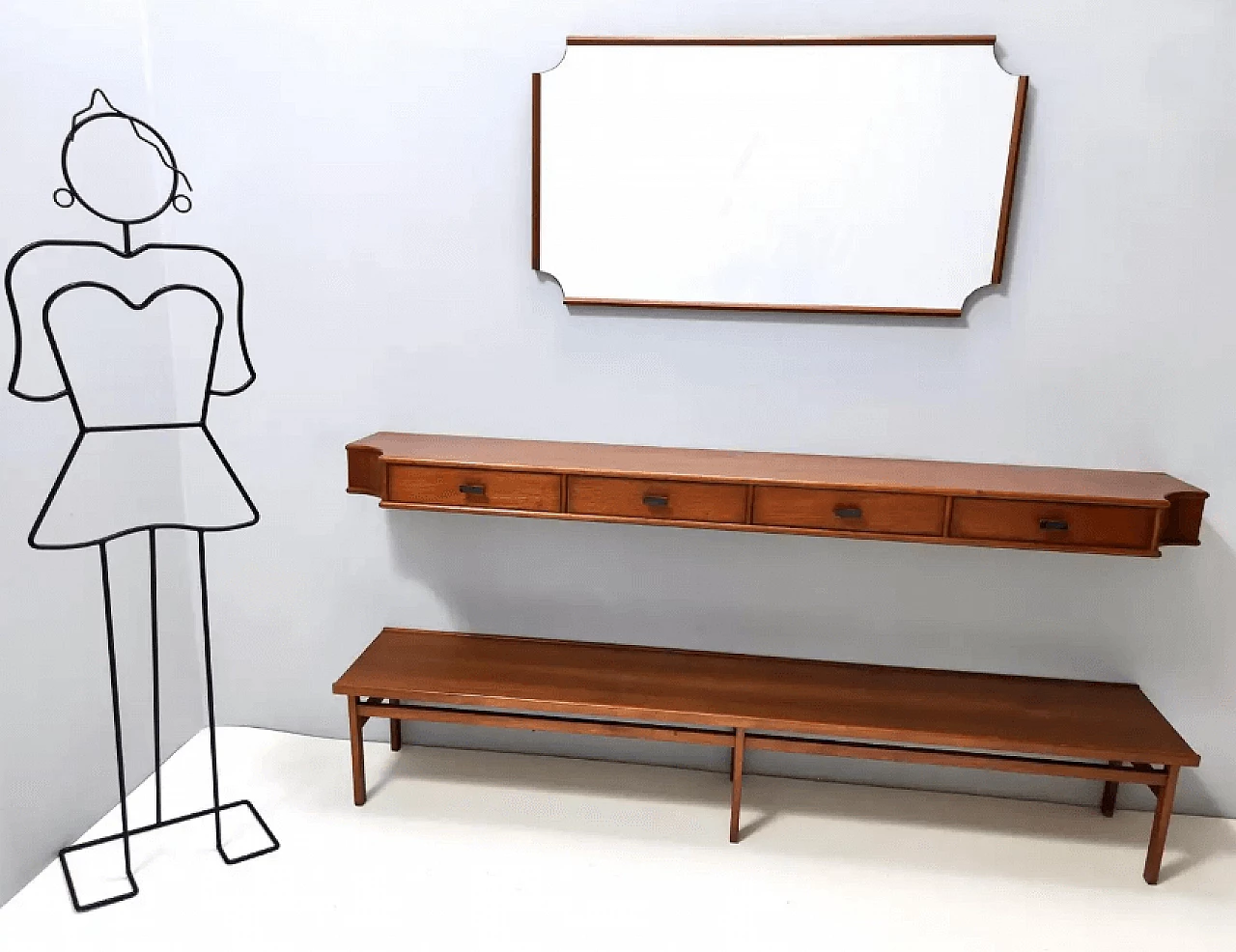 Mobili da ingresso in legno di noce di Brugnoli, anni '50 4