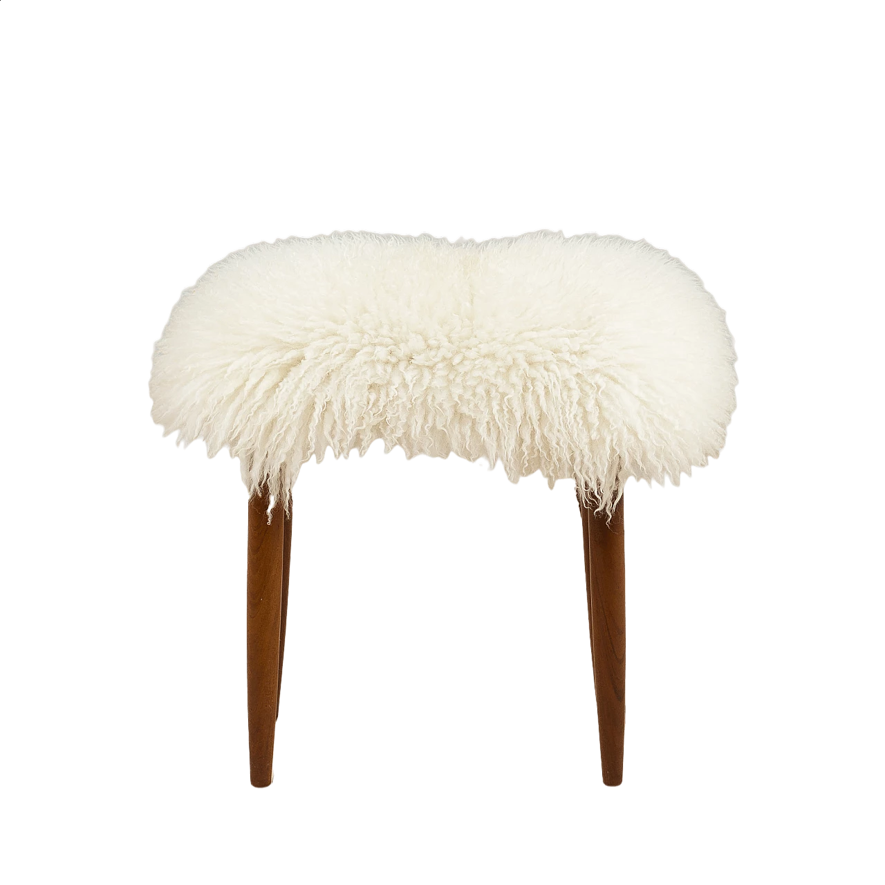 Danish teak and sheepskin stool, 1960s 8