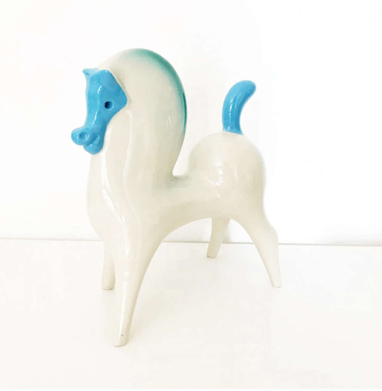 White ceramic horse by Roberto Rigon, 1950s 1