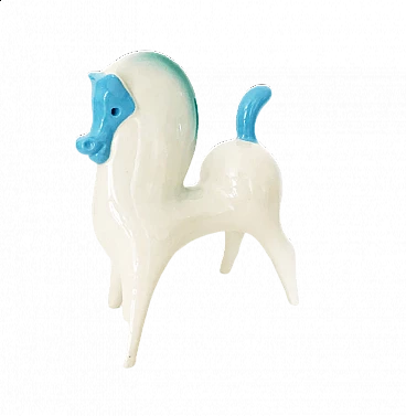 White ceramic horse by Roberto Rigon, 1950s
