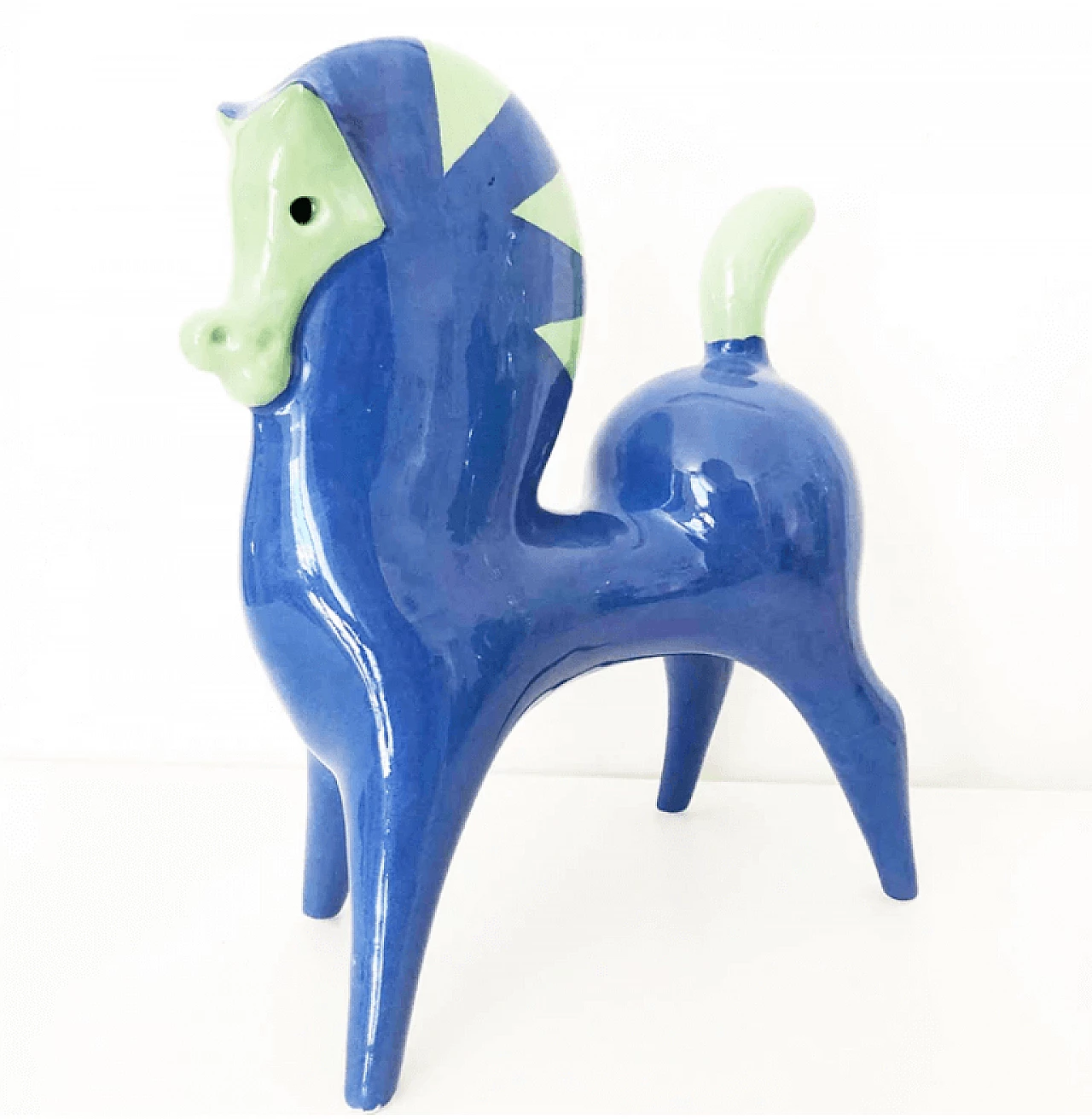 Cavallo bicolore in ceramica di Roberto Rigon, anni '50 2