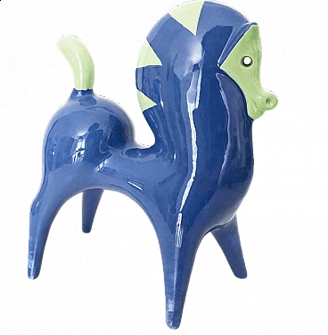 Cavallo bicolore in ceramica di Roberto Rigon, anni '50