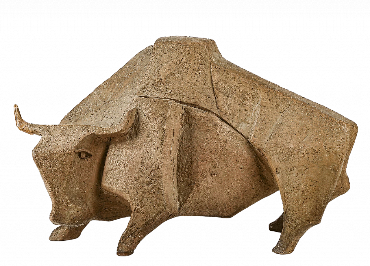 Terracotta bull-shaped sculpture by Paresce Giovanni Battista, 1980s 4
