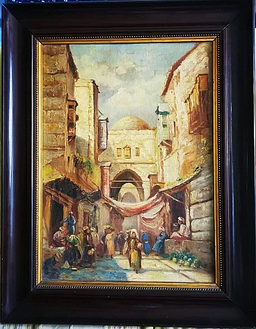 La Casbah, quadro orientalista olio su tela, anni '30