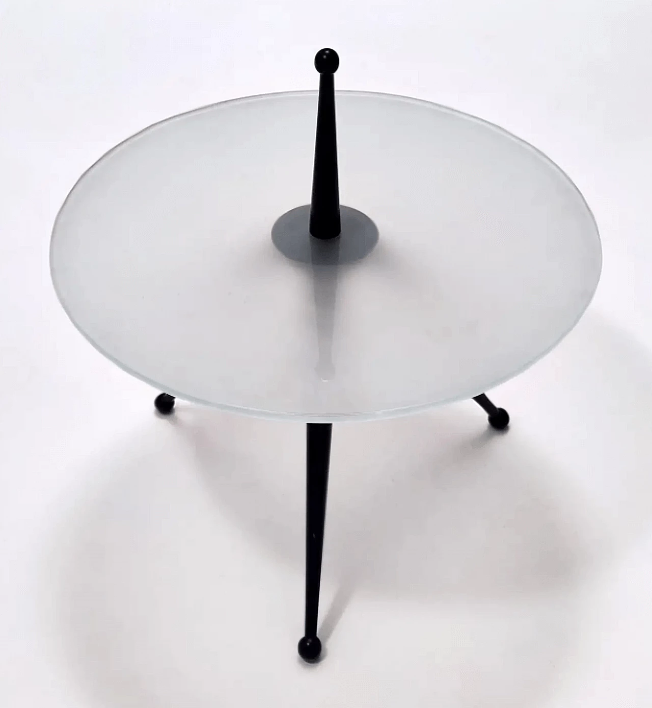 Beech and glass tripod coffee table in the style of Cesare Lacca, 1980s 7