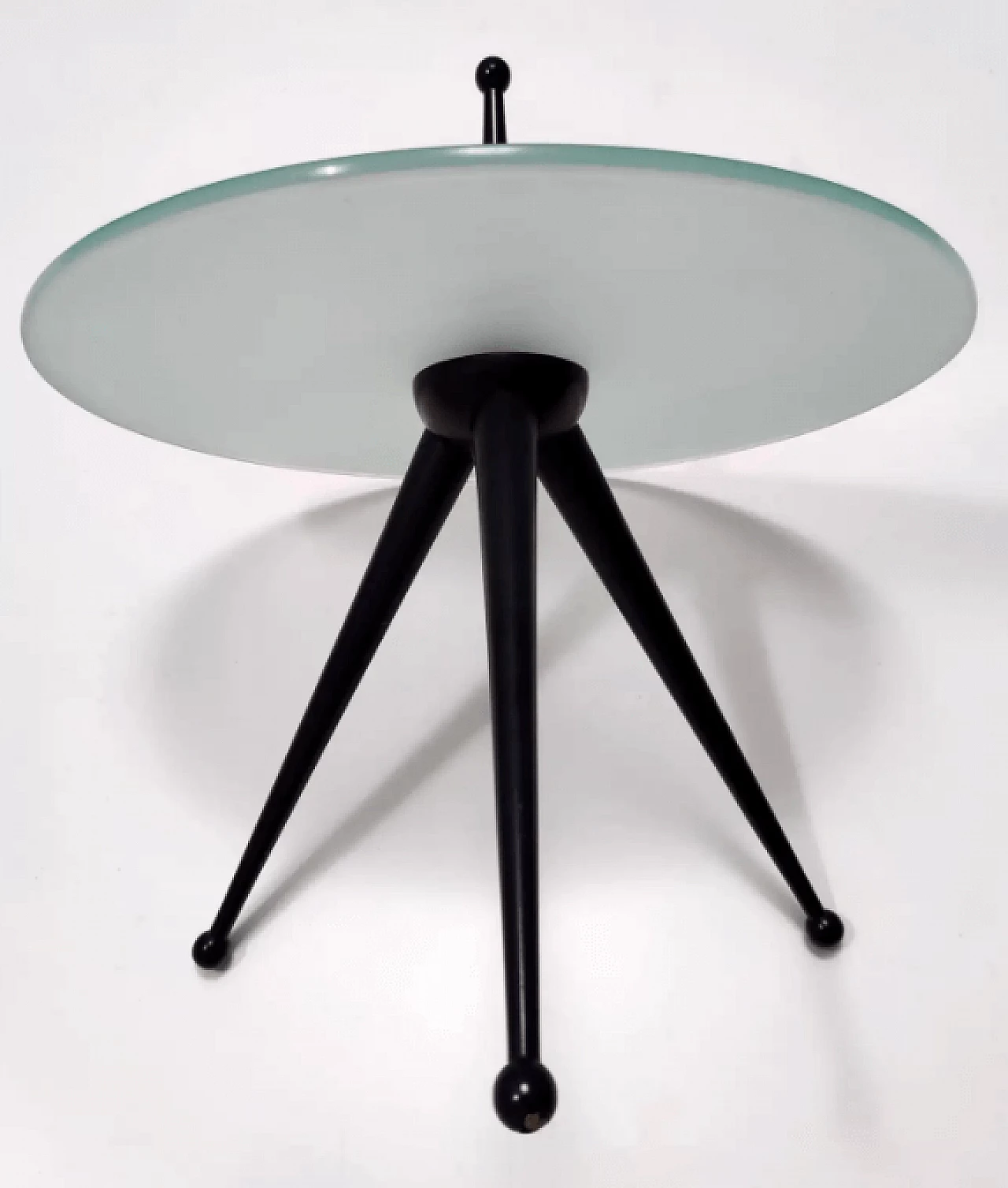 Tavolino tripode in faggio e vetro nello stile di Cesare Lacca, anni '80 9