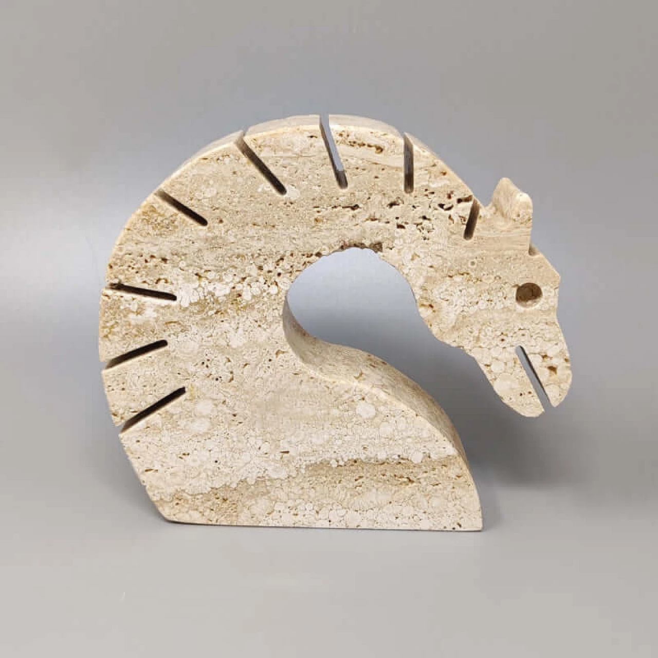 Travertine sculpture depicting a horse by Enzo Mari for f.lli Mannelli, 1970s 1