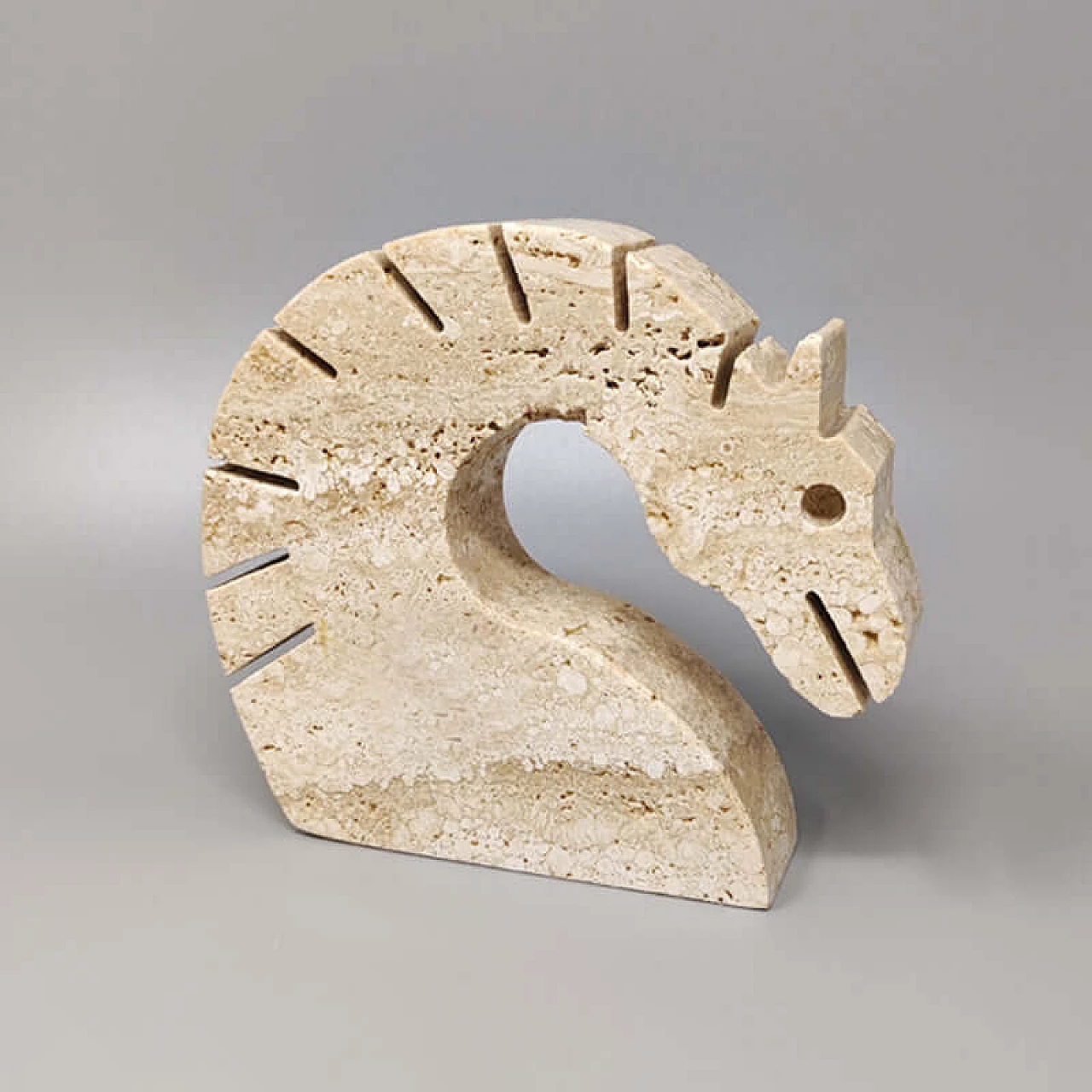 Travertine sculpture depicting a horse by Enzo Mari for f.lli Mannelli, 1970s 3