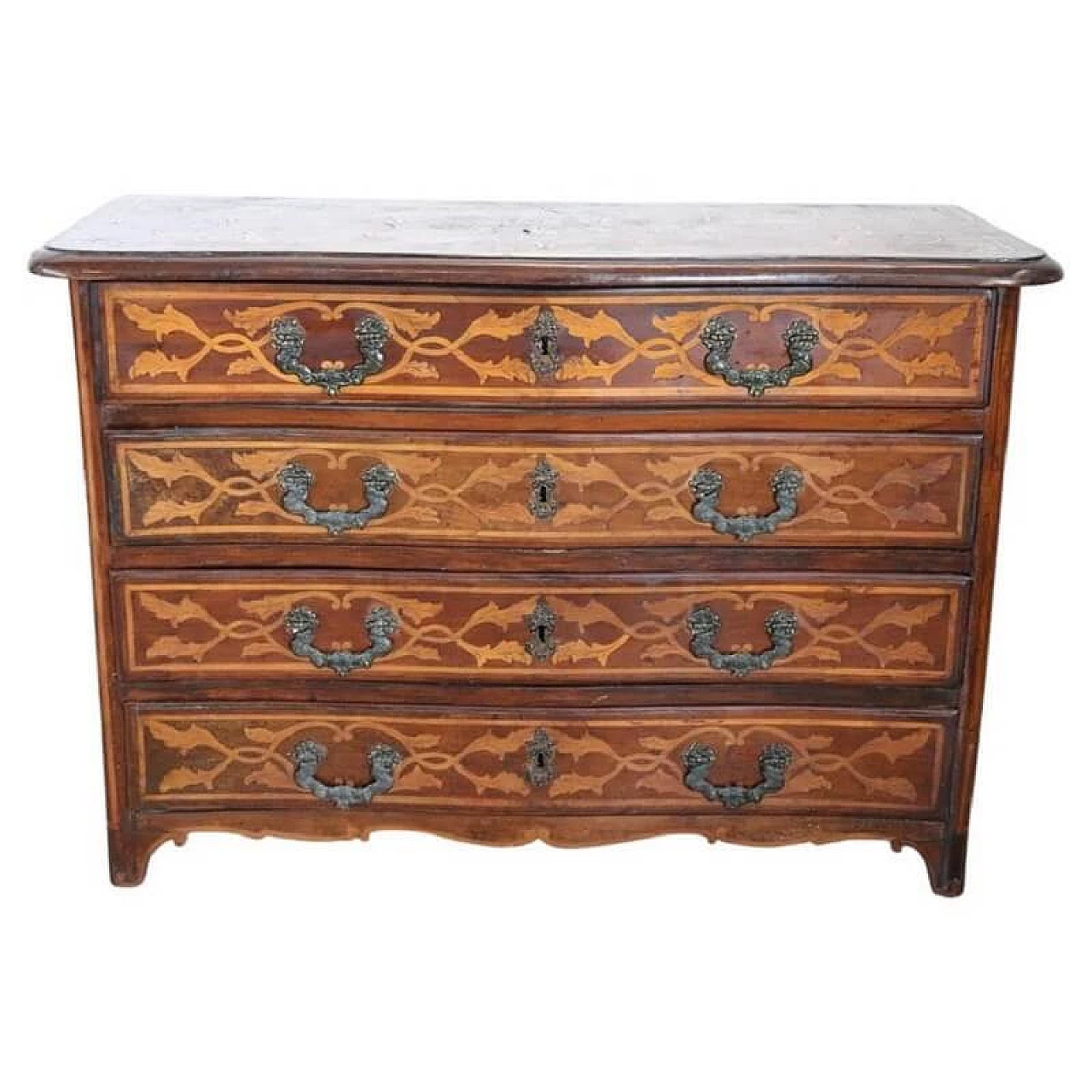 Louis XIV style dresser in precious wood inlay, 17th century 1