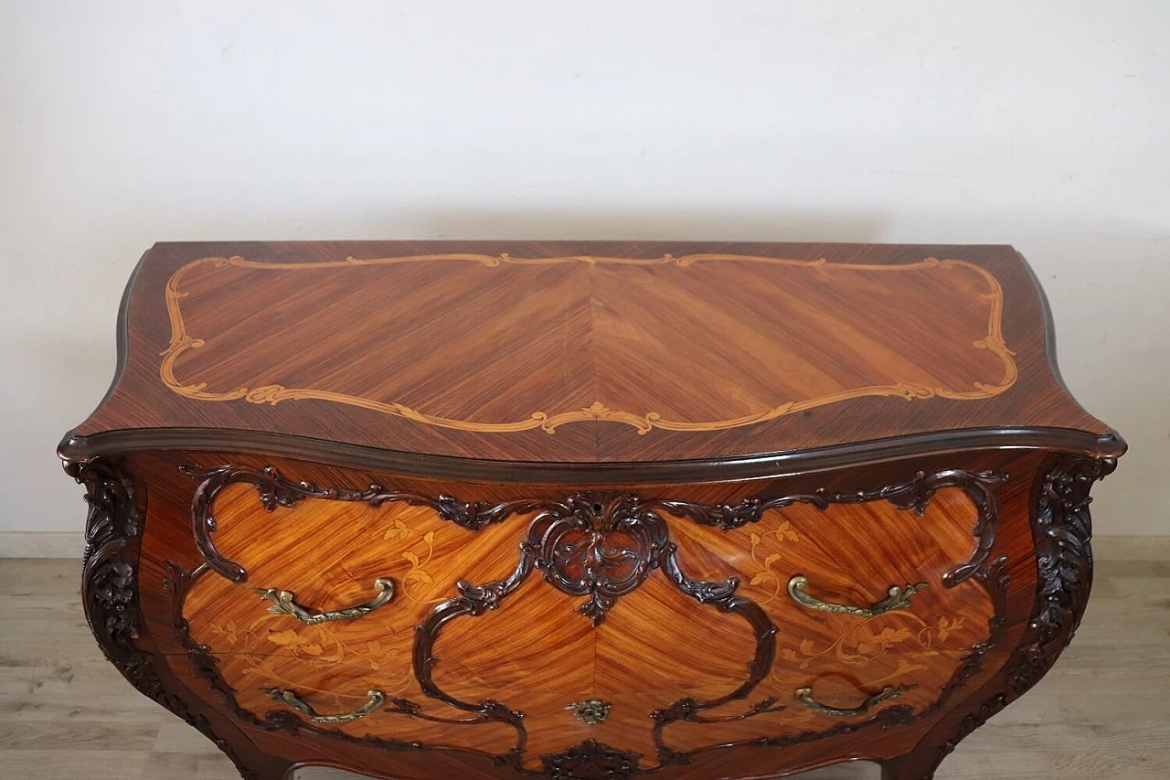 Louis XV style rounded chest of drawers in rosewood, 20th century 8