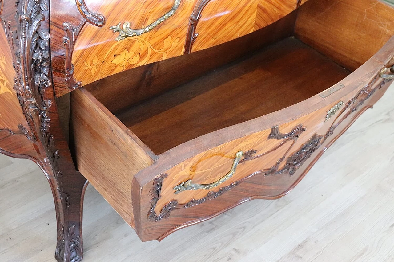 Louis XV style rounded chest of drawers in rosewood, 20th century 12