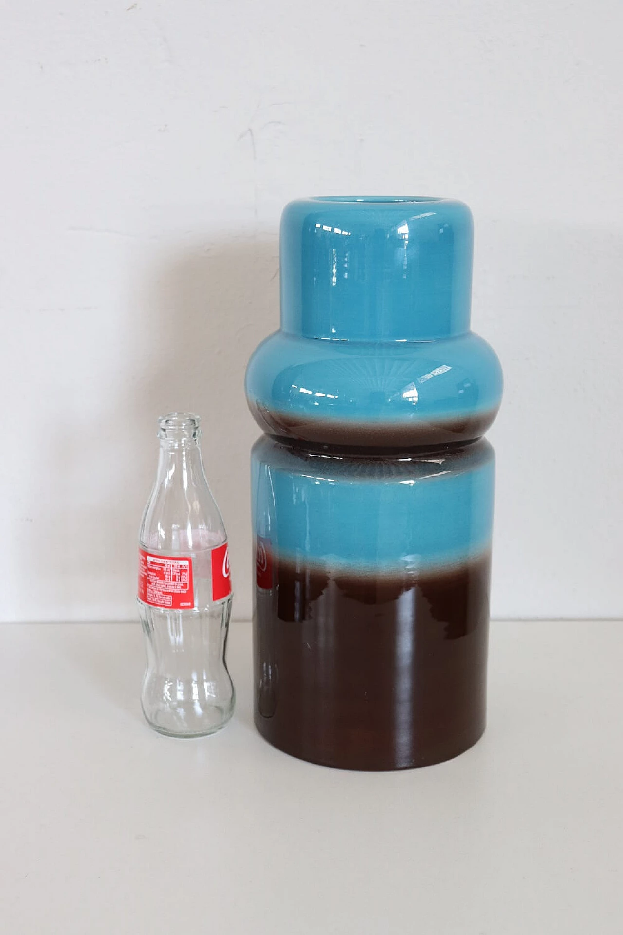 Blue and brown artistic ceramic vase, 1970s 7