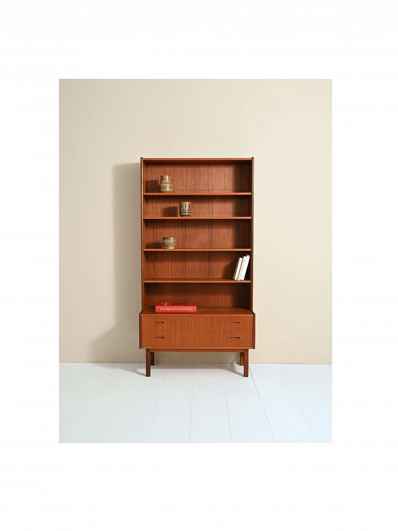 Teak bookcase with adjustable shelves and drawers, 1960s 2