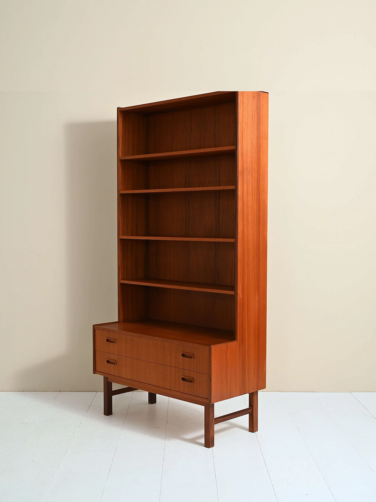 Teak bookcase with adjustable shelves and drawers, 1960s 10