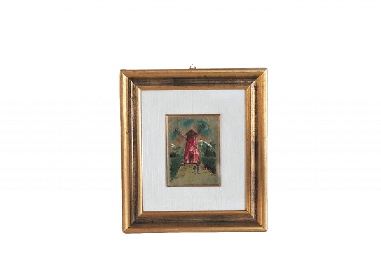 Landscape with windmill printed on gold leaf, 1984 1406948