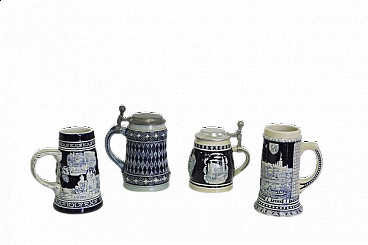 4 Porcelain beer mugs, 1980s