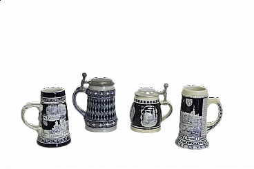 4 Porcelain beer mugs, 1980s