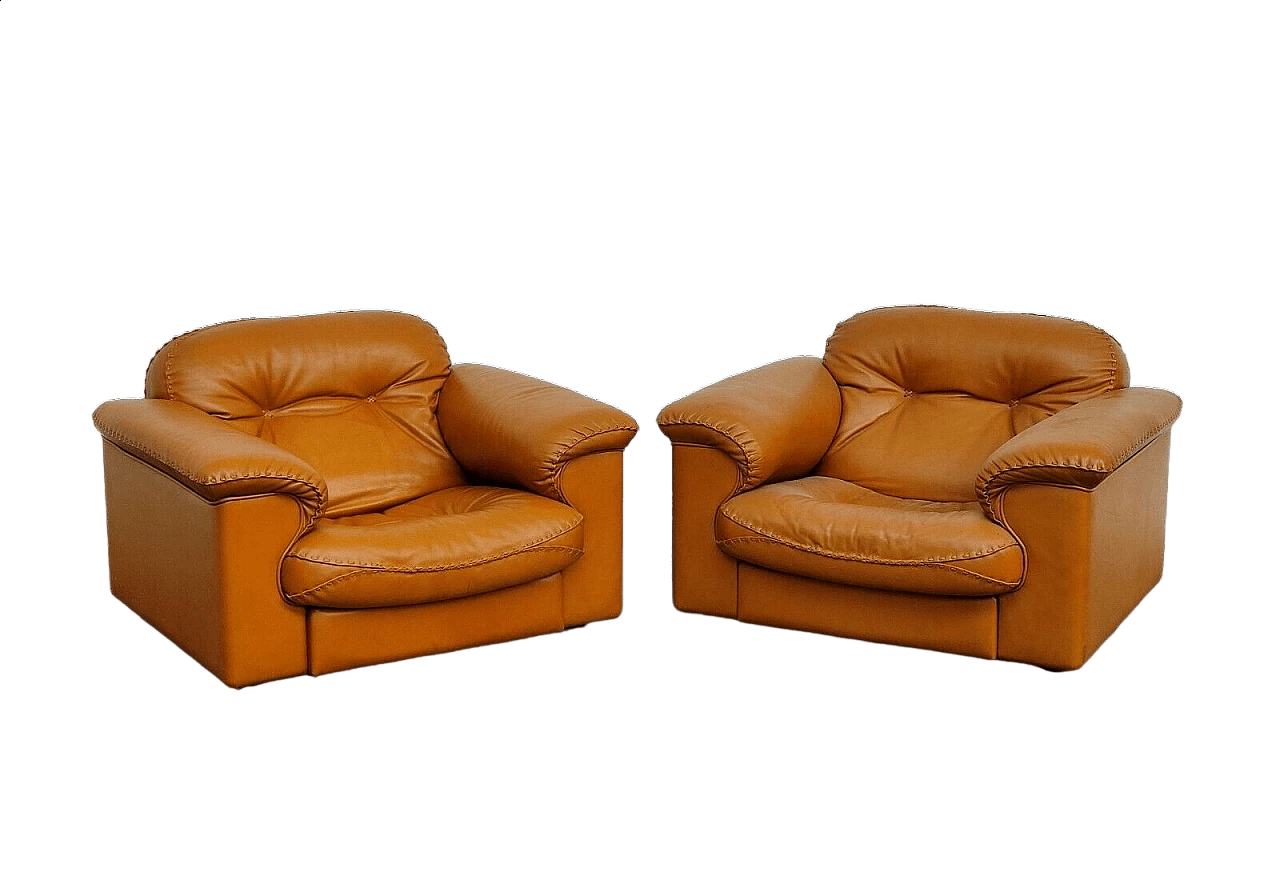 Pair of De Sede leather adjustable armchairs model DS-101, 1970s 10