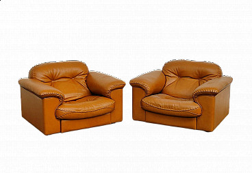Pair of De Sede leather adjustable armchairs model DS-101, 1970s