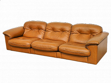 Adjustable 3-seater De Sede leather DS-101 sofa, 1970s