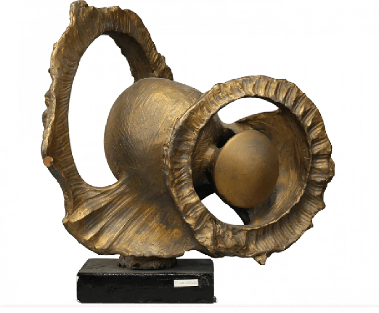 Biagio Romeo, metamorfosi di un pesce, scultura in bronzo dorato, 1987 1