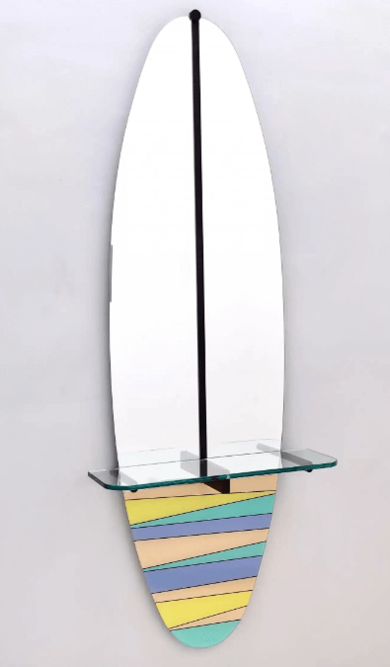 Specchio da ingresso a parete e tavolo consolle con piano in vetro, anni '80 7