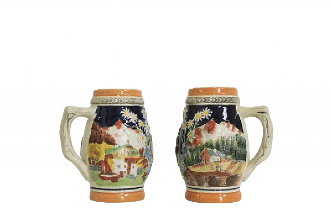 Pair of porcelain tyrolean mugs, 1980s 1407047