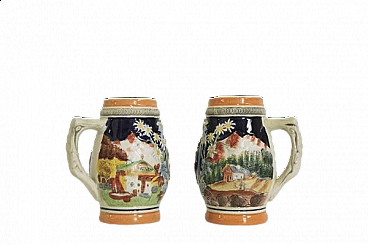 Pair of porcelain tyrolean mugs, 1980s