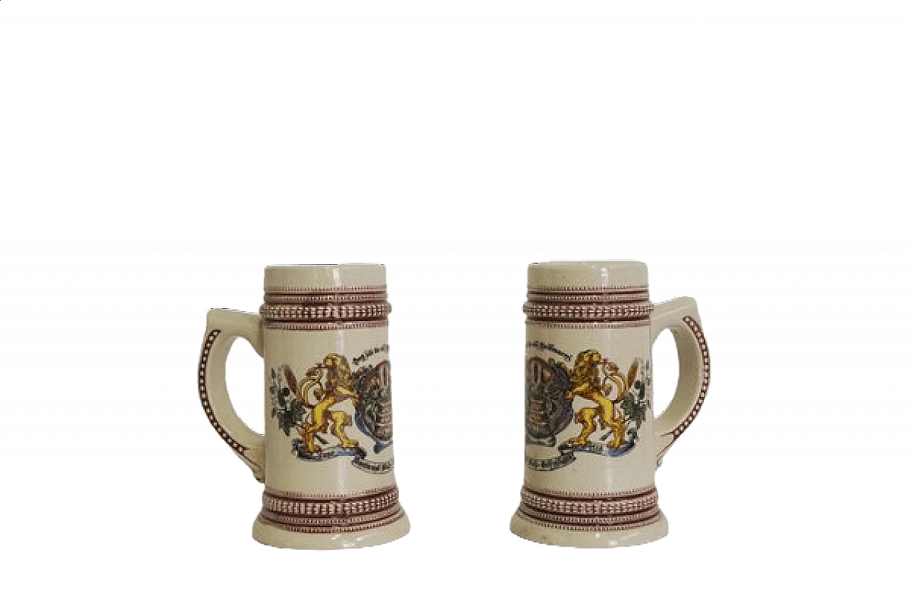 Coppia di  boccali bavaresi in porcellana, anni '80 1407026
