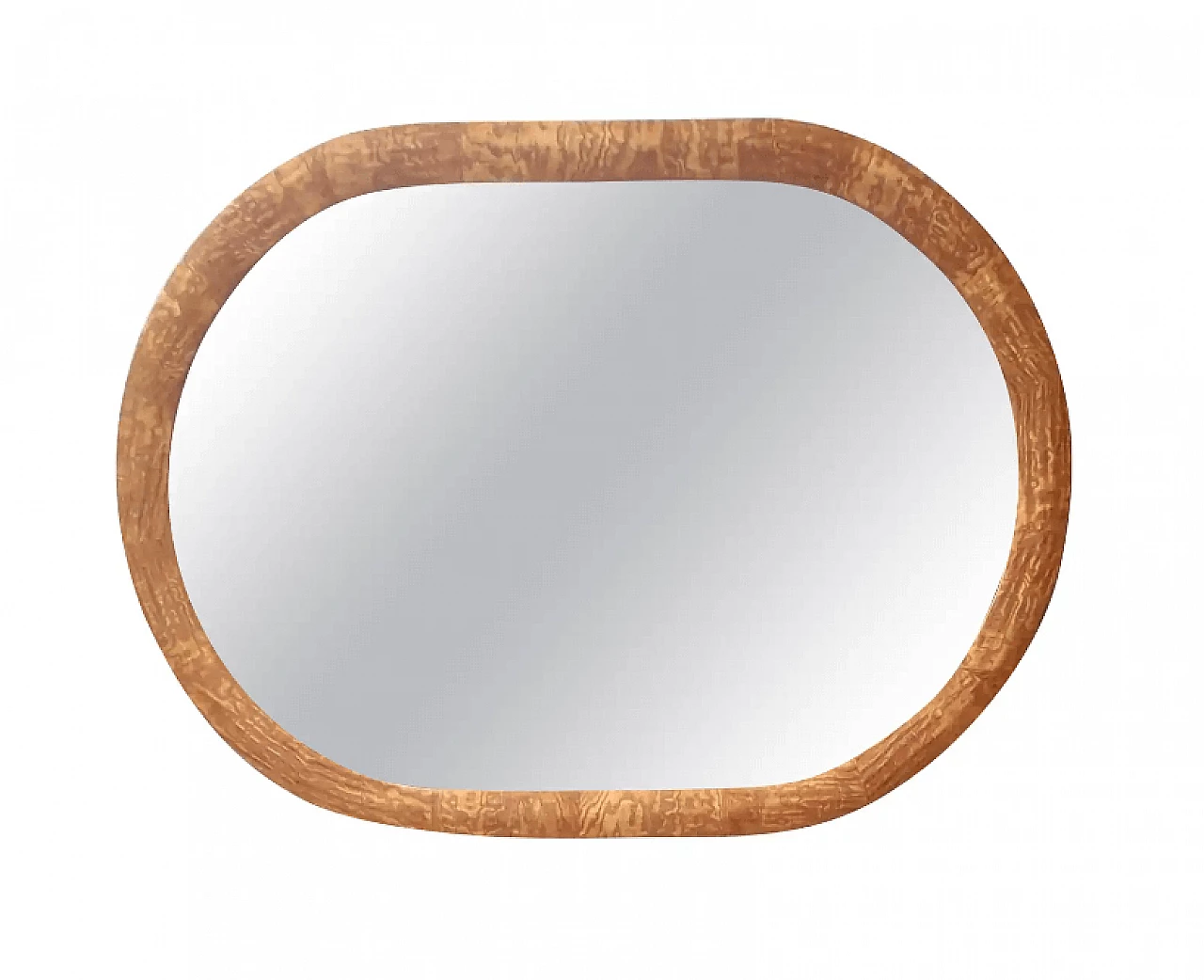 Oval wall mirror with ash frame, 1950s 1
