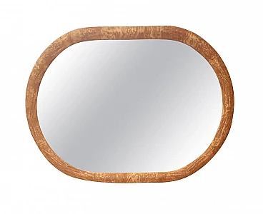 Oval wall mirror with ash frame, 1950s